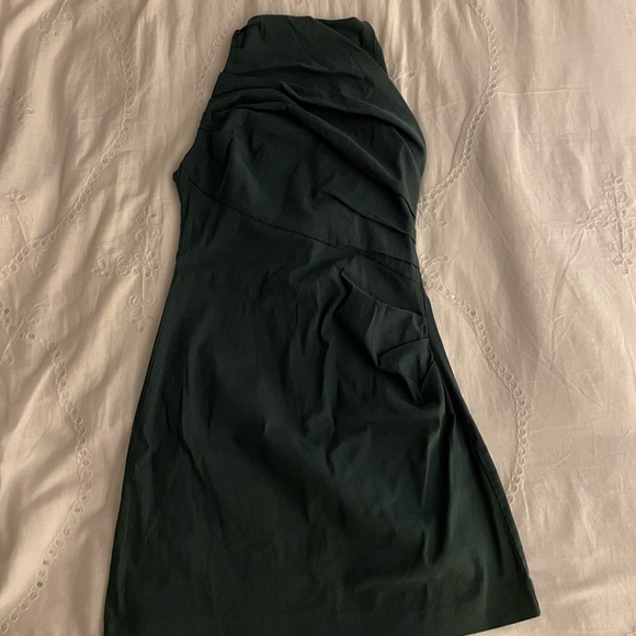 Zara strappy ruched deep green mini dress - Picture 6 of 8